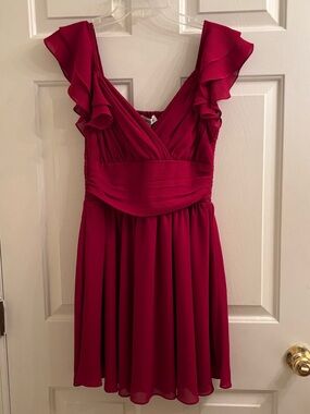 V-Neck Mini Dress With Ruffle Sleeves
